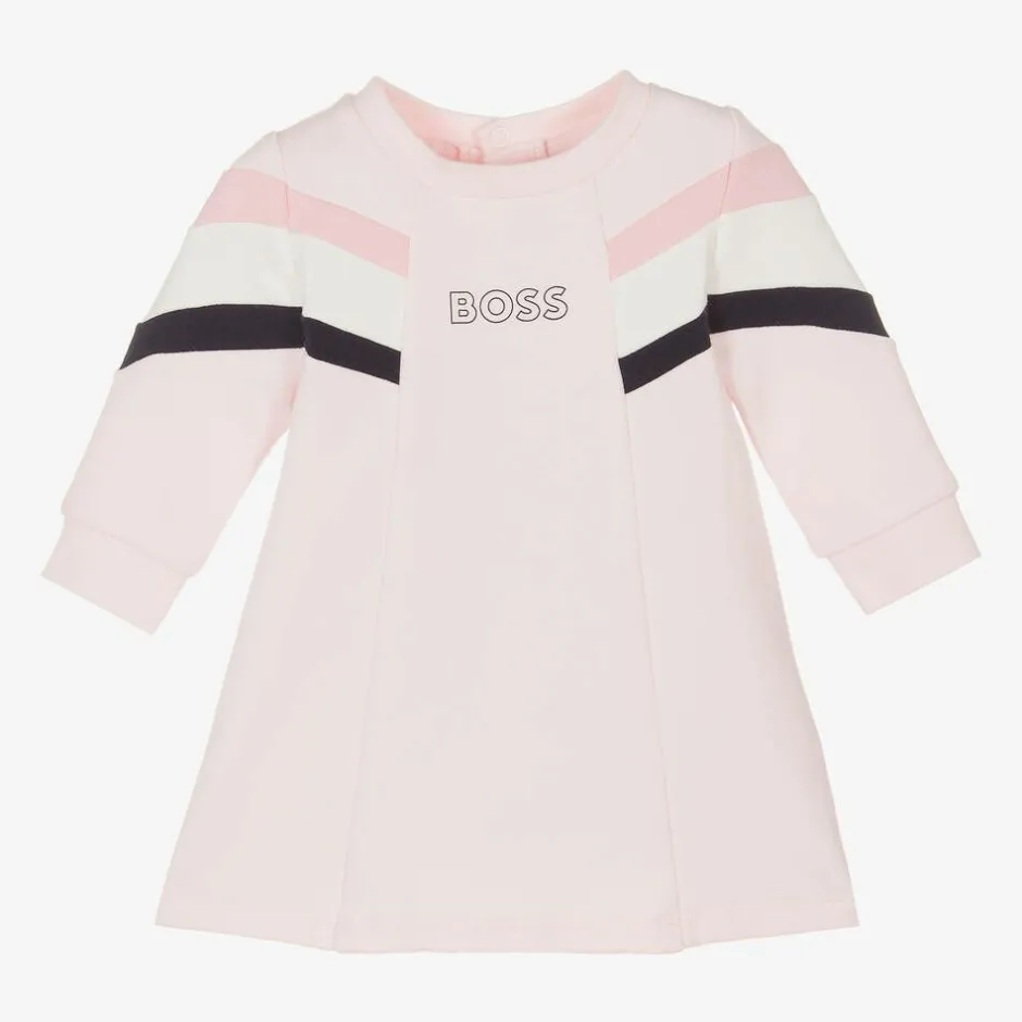 BOSS Girls Pink Cotton Dress