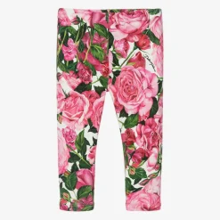 Dolce amp; Gabbana Girls Pink Cotton Floral Leggings Sale