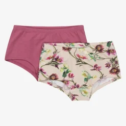 Molo Girls Pink Cotton Floral Knickers (2 Pack) Online