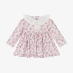 Foque Girls Pink Cotton Floral Dress Outlet