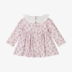 Foque Girls Pink Cotton Floral Dress Outlet