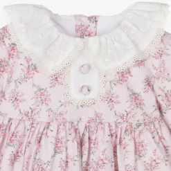 Foque Girls Pink Cotton Floral Dress Outlet
