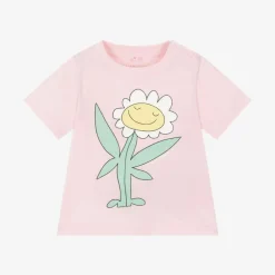 Stella McCartney Kids Girls Pink Cotton Flower T-Shirt