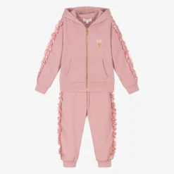 Angels Face Girls Pink Cotton Frilled Tracksuit TeaRose Sale
