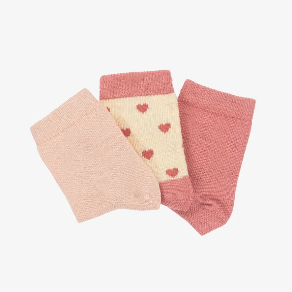 Petit Bateau Girls Pink Cotton Heart Socks (3 Pack) Best