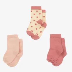 Petit Bateau Girls Pink Cotton Heart Socks (3 Pack) Best