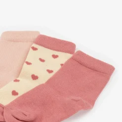 Petit Bateau Girls Pink Cotton Heart Socks (3 Pack) Best
