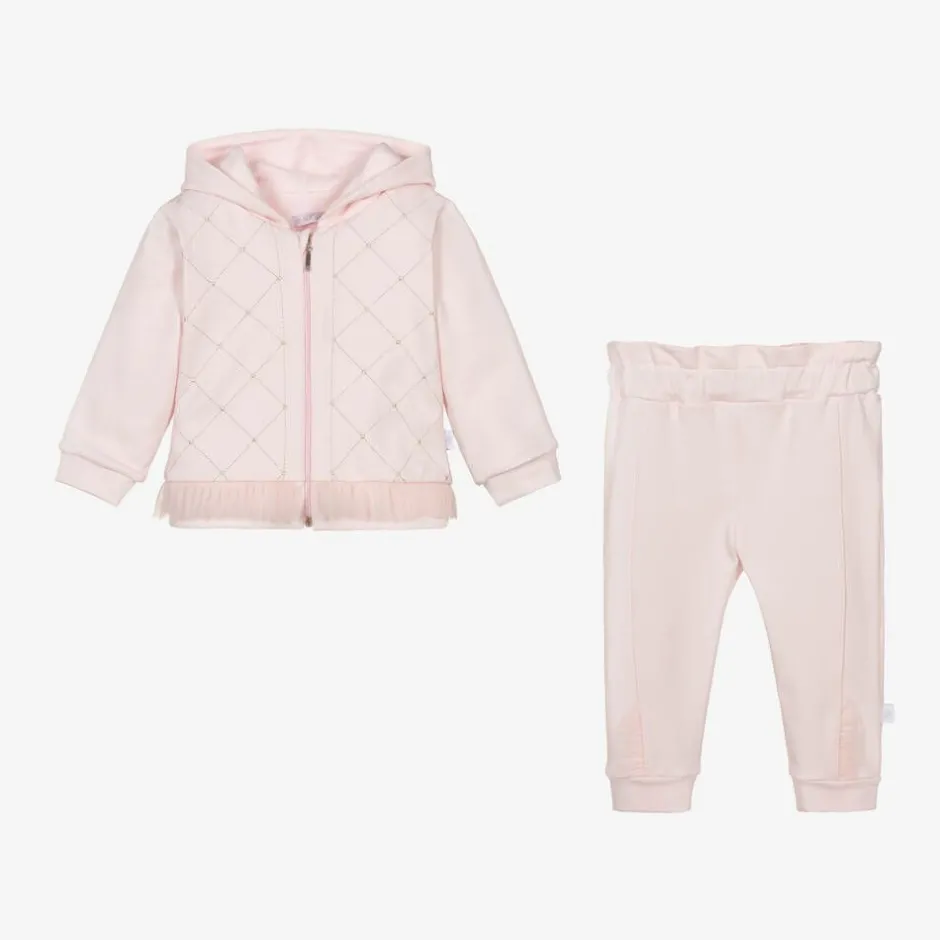 Sofija Girls Pink Cotton Hooded Tracksuit Online