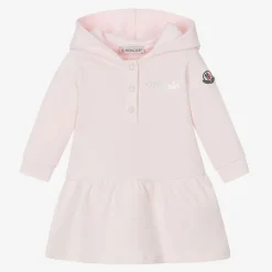 Moncler Enfant Girls Pink Cotton Hooded Dress Outlet