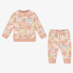 Stella McCartney Kids Girls Pink Cotton Horse Tracksuit Hot