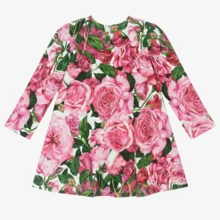 Dolce amp; Gabbana Girls Pink Cotton Jersey Floral Dress New