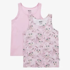Molo Girls Pink Cotton Kitten Vests (2 Pack)
