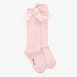 Carlomagno Girls Pink Cotton Knee Length Socks Discount