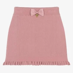 Angels Face Girls Pink Cotton Knit Bow Skirt TeaRose Clearance
