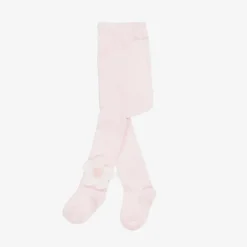 Monnalisa Girls Pink Cotton Knit Flower Tights New