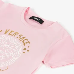 Versace Girls Pink Cotton Medusa T-Shirt
