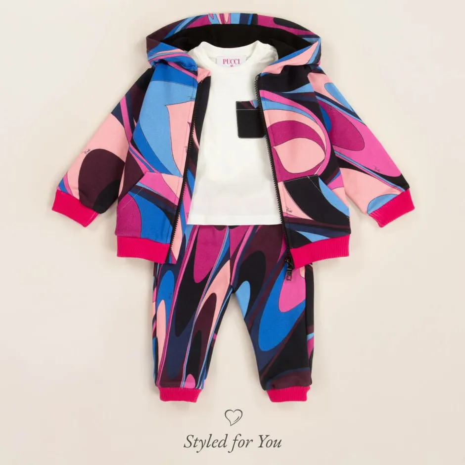 PUCCI Girls Pink Cotton Onde Zip-Up Top Sale