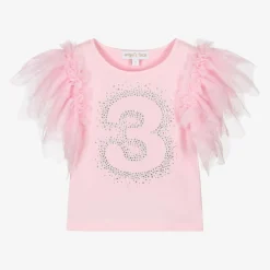 Angels Face Girls Pink Cotton 3rd Birthday T-Shirt Fairypink