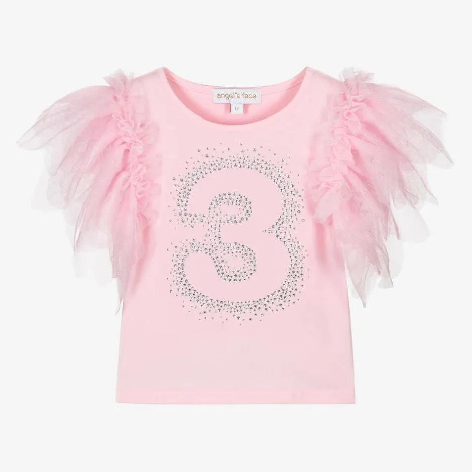 Angels Face Girls Pink Cotton 3rd Birthday T-Shirt Fairypink