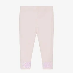 Billieblush Girls Pink Cotton Sequin Hem Leggings Hot
