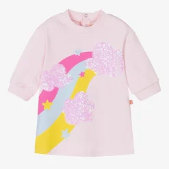 Billieblush Girls Pink Cotton Sequin Rainbow Dress Hot