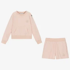 Moncler Enfant Girls Pink Cotton Short Tracksuit