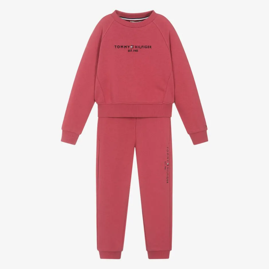 Tommy Hilfiger Girls Pink Cotton Tracksuit Best
