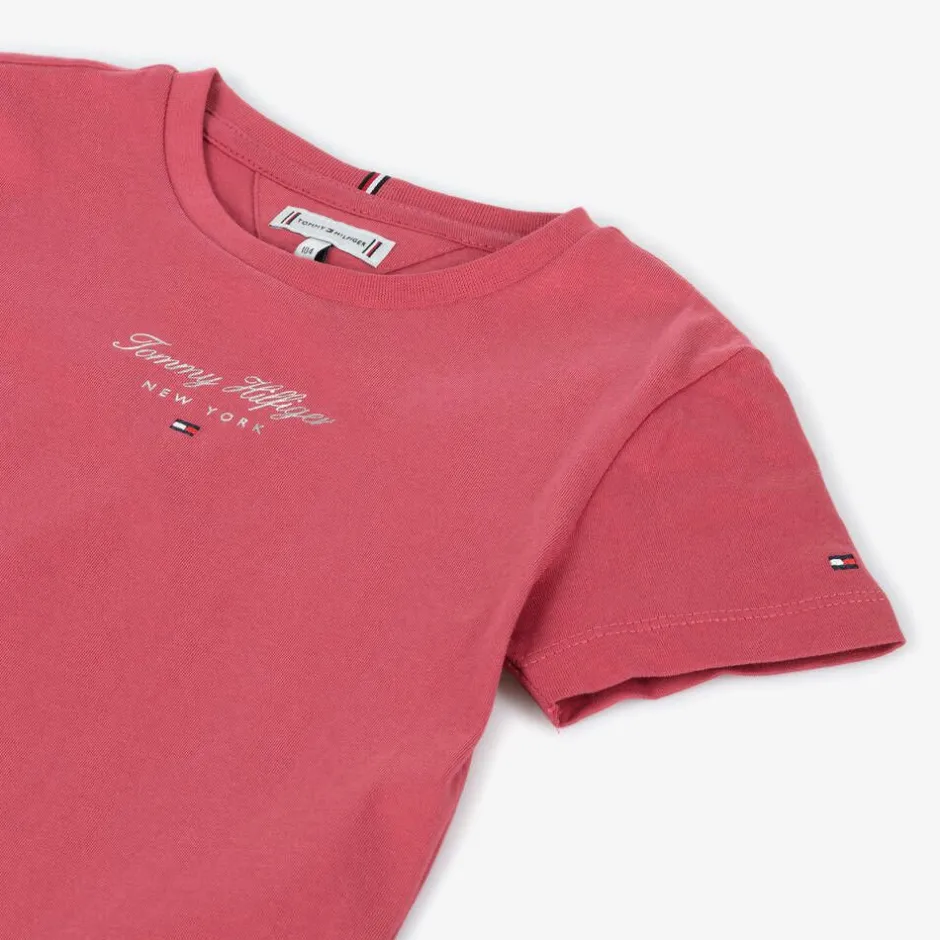 Tommy Hilfiger Girls Pink Cotton T-Shirt New