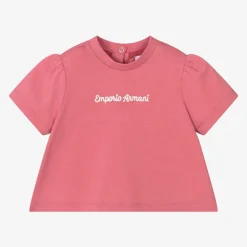 Emporio Armani Girls Pink Cotton T-Shirt Discount