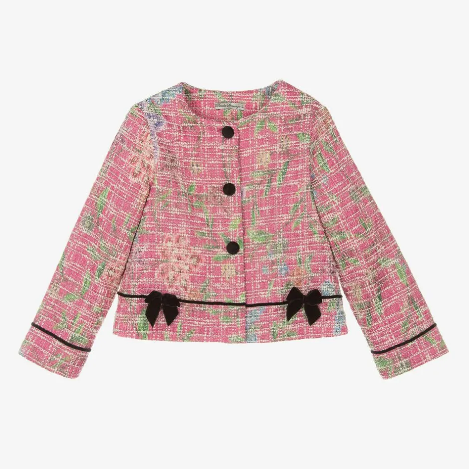 Piccola Speranza Girls Pink Cotton Tweed Jacket Discount