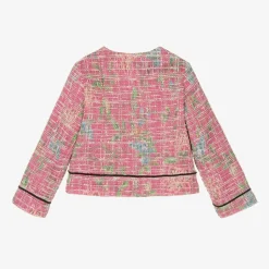 Piccola Speranza Girls Pink Cotton Tweed Jacket Discount