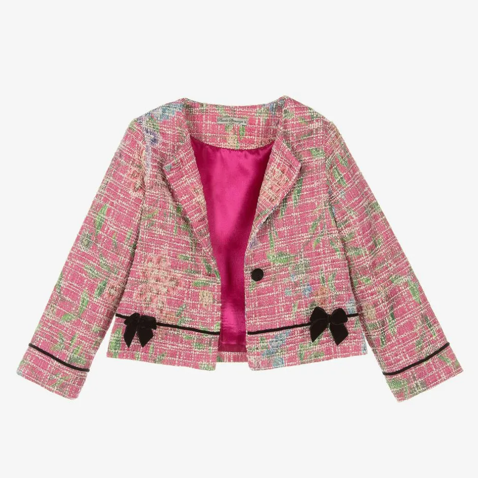 Piccola Speranza Girls Pink Cotton Tweed Jacket Discount