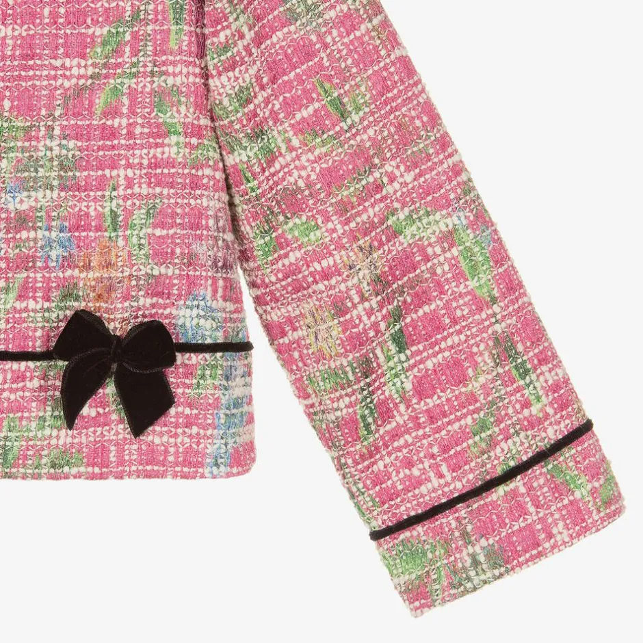 Piccola Speranza Girls Pink Cotton Tweed Jacket Discount