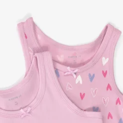 NAME IT Girls Pink Cotton Vests (2 Pack) New