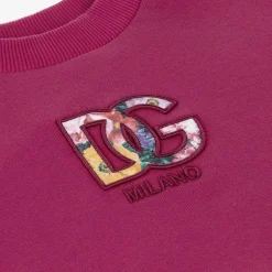 Dolce amp; Gabbana Girls Pink DG Cotton Sweatshirt Outlet