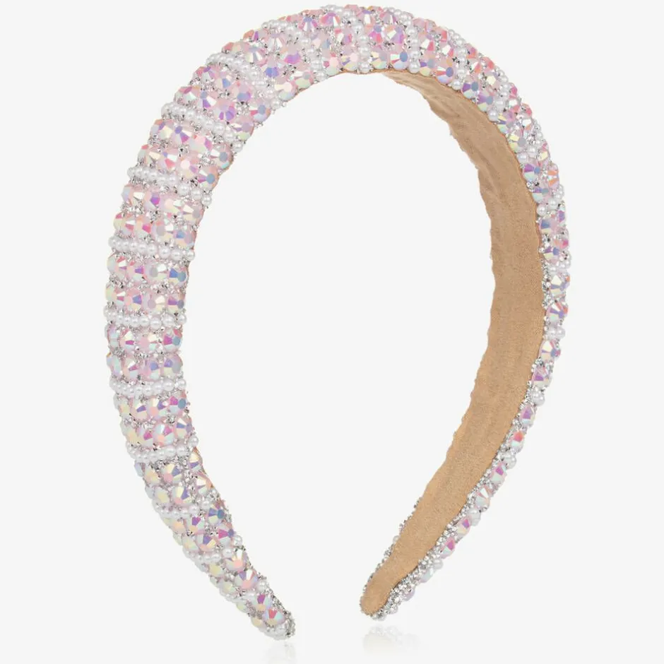 David Charles Girls Pink Diamanté Padded Hairband Outlet