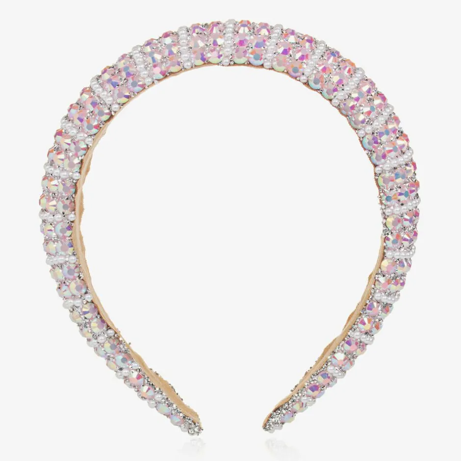 David Charles Girls Pink Diamanté Padded Hairband Outlet