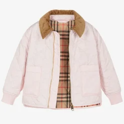Burberry Girls Pink Diamond Quilted Jacket New