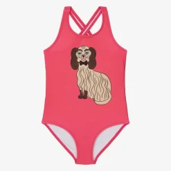 Mini Rodini Girls Pink Dog Print Swimsuit (UPF50+)