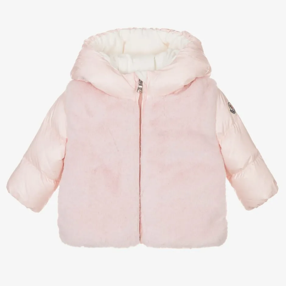 Moncler Enfant Girls Pink Down Padded Natas Jacket Clearance