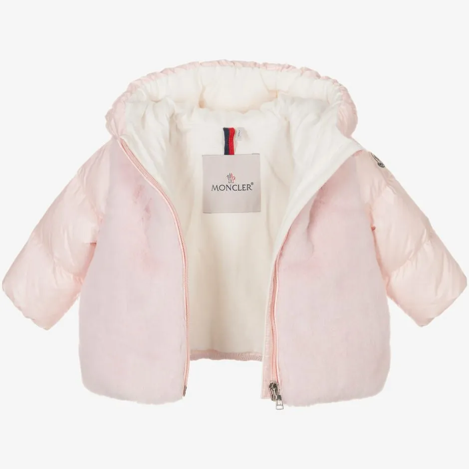 Moncler Enfant Girls Pink Down Padded Natas Jacket Clearance