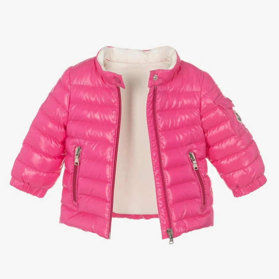 Moncler Enfant Girls Pink Down Padded Paulas Jacket New