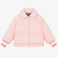 Burberry Girls Pink Down Padded Puffer Jacket Clearance