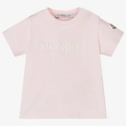 Moncler Enfant Girls Pink Embroidered Cotton T-Shirt Best