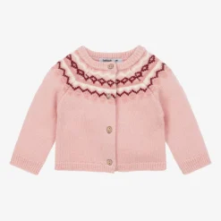 Babidu Girls Pink Fair Isle Cardigan Sale