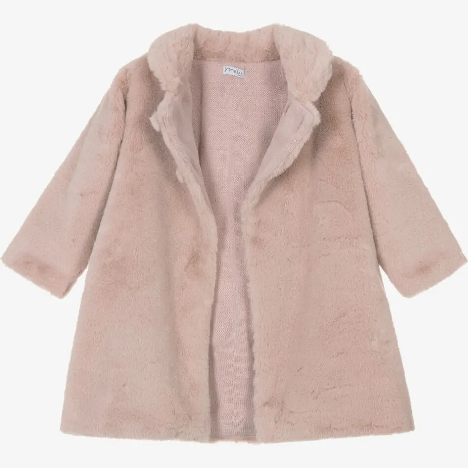 Mebi Girls Pink Faux Fur Coat Online
