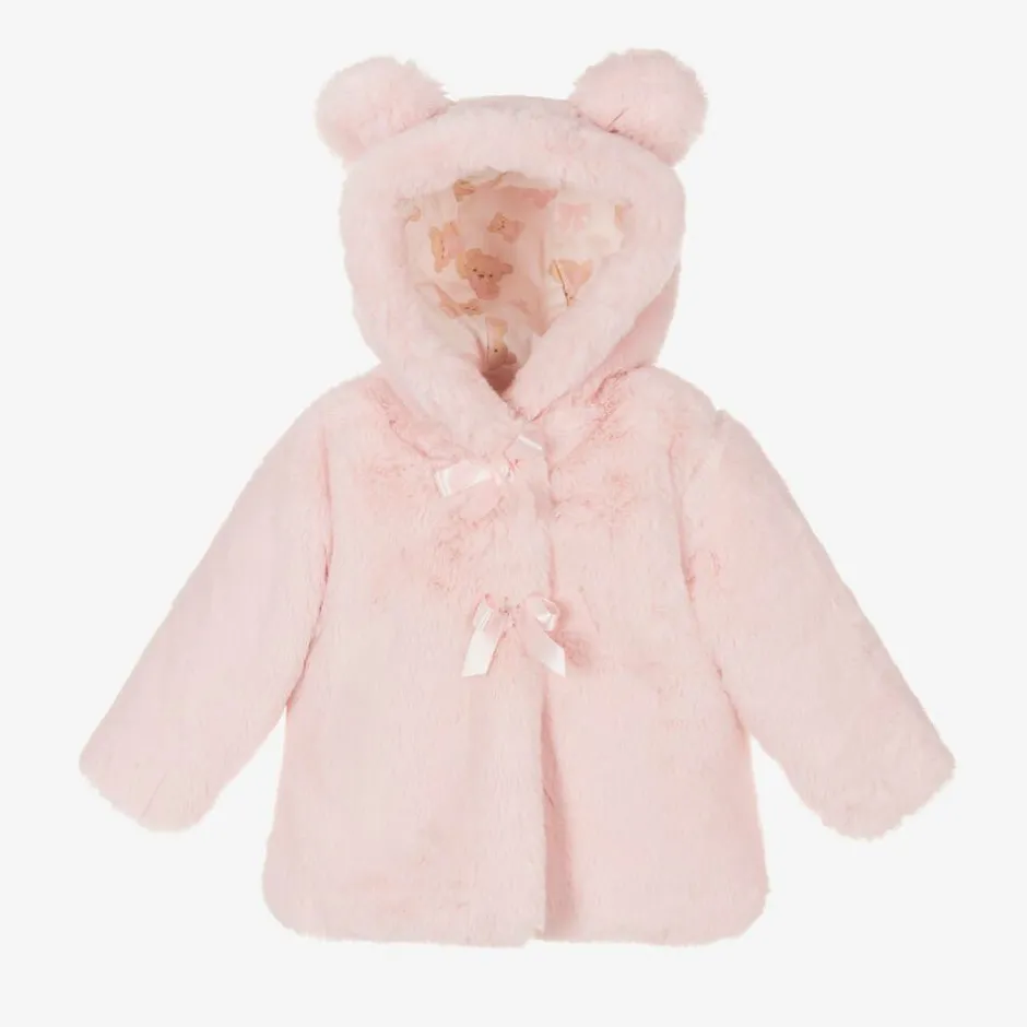 A Dee Girls Pink Faux Fur Hooded Coat Discount