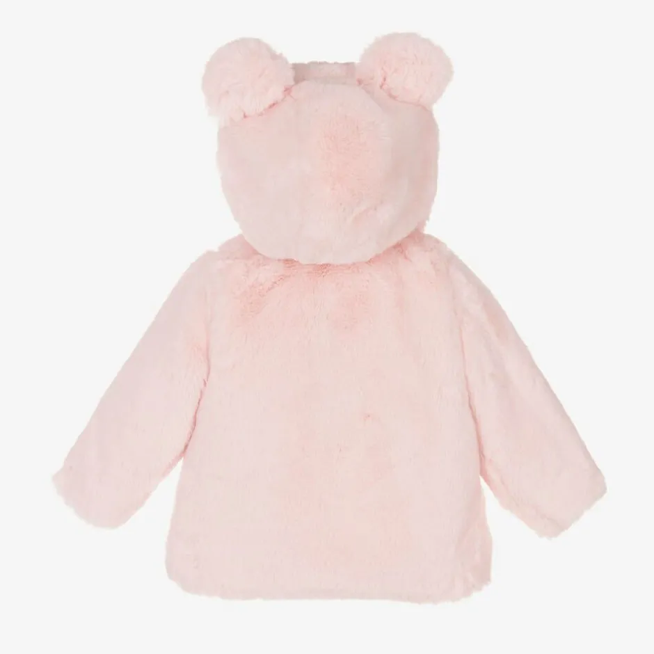 A Dee Girls Pink Faux Fur Hooded Coat Discount