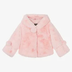 Bowtique London Girls Pink Faux Fur Hooded Jacket Discount