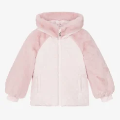 Lapin House Girls Pink Faux Fur Hooded Jacket Hot